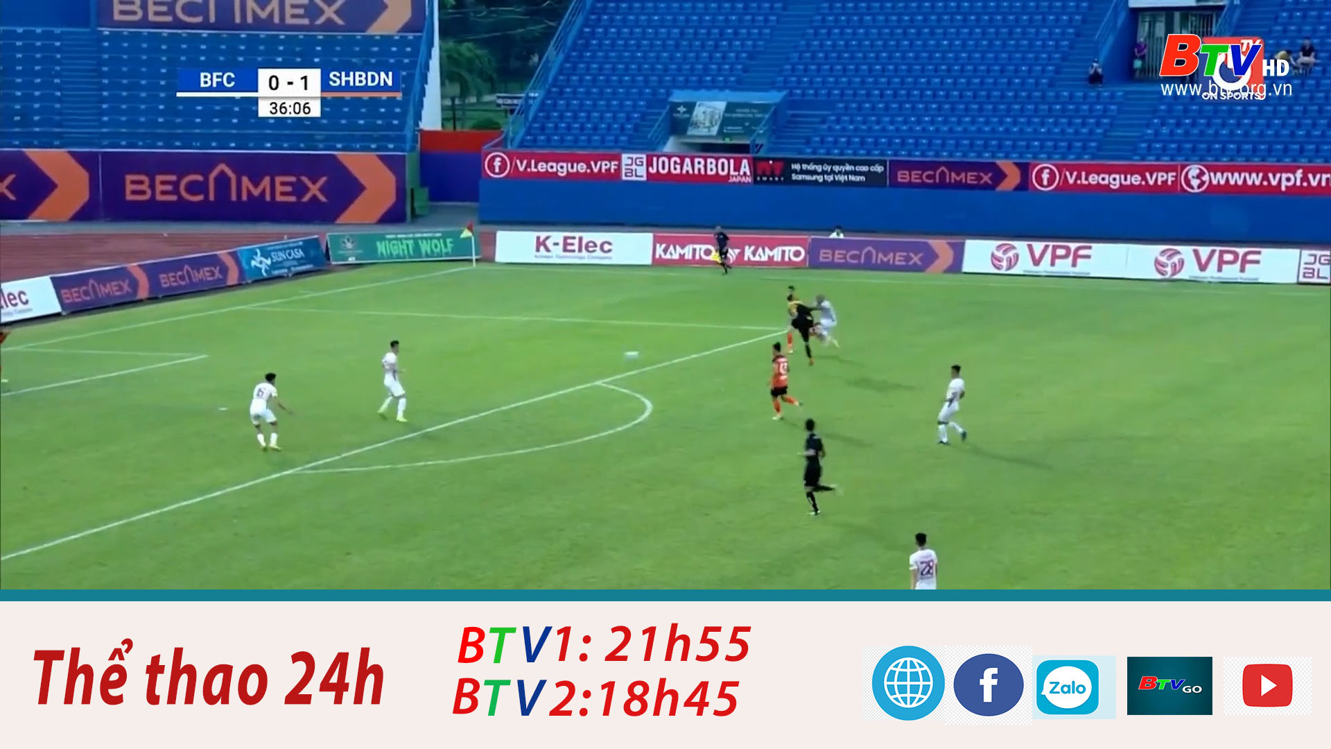 Vòng 7 Night Wolf V-League 2022: Becamex Bình Dương 2-2 SHB Đà Nẵng