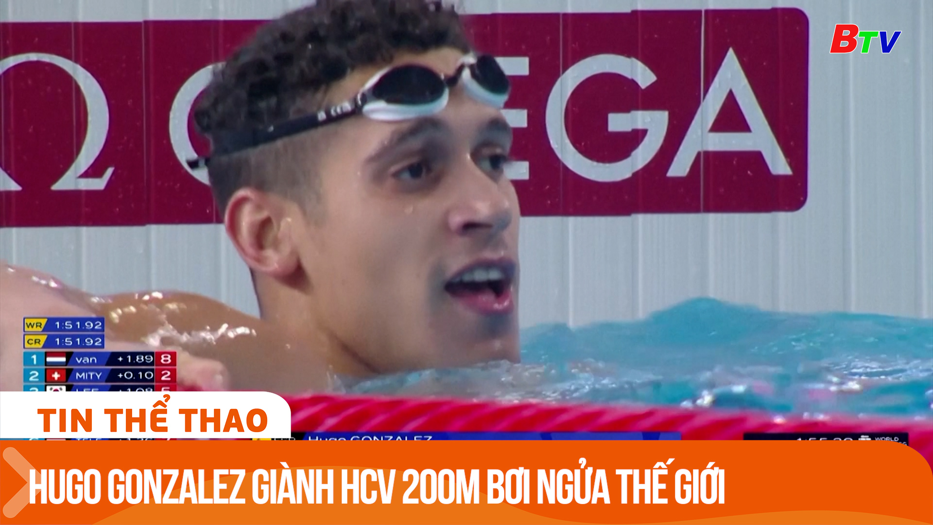 Hugo Gonzalez giành Huy chương vàng 200m bơi ngửa tại Giải vô địch bơi lội thế giới | Tin Thể thao 24h