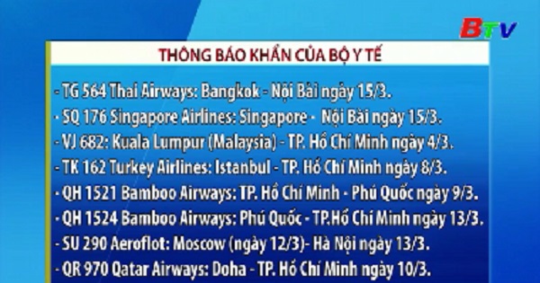 Thông báo khẩn của Bộ Y tế