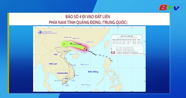 Bão số 4 đi vào đất liền phía nam tỉnh Quảng Đông (Trung Quốc)