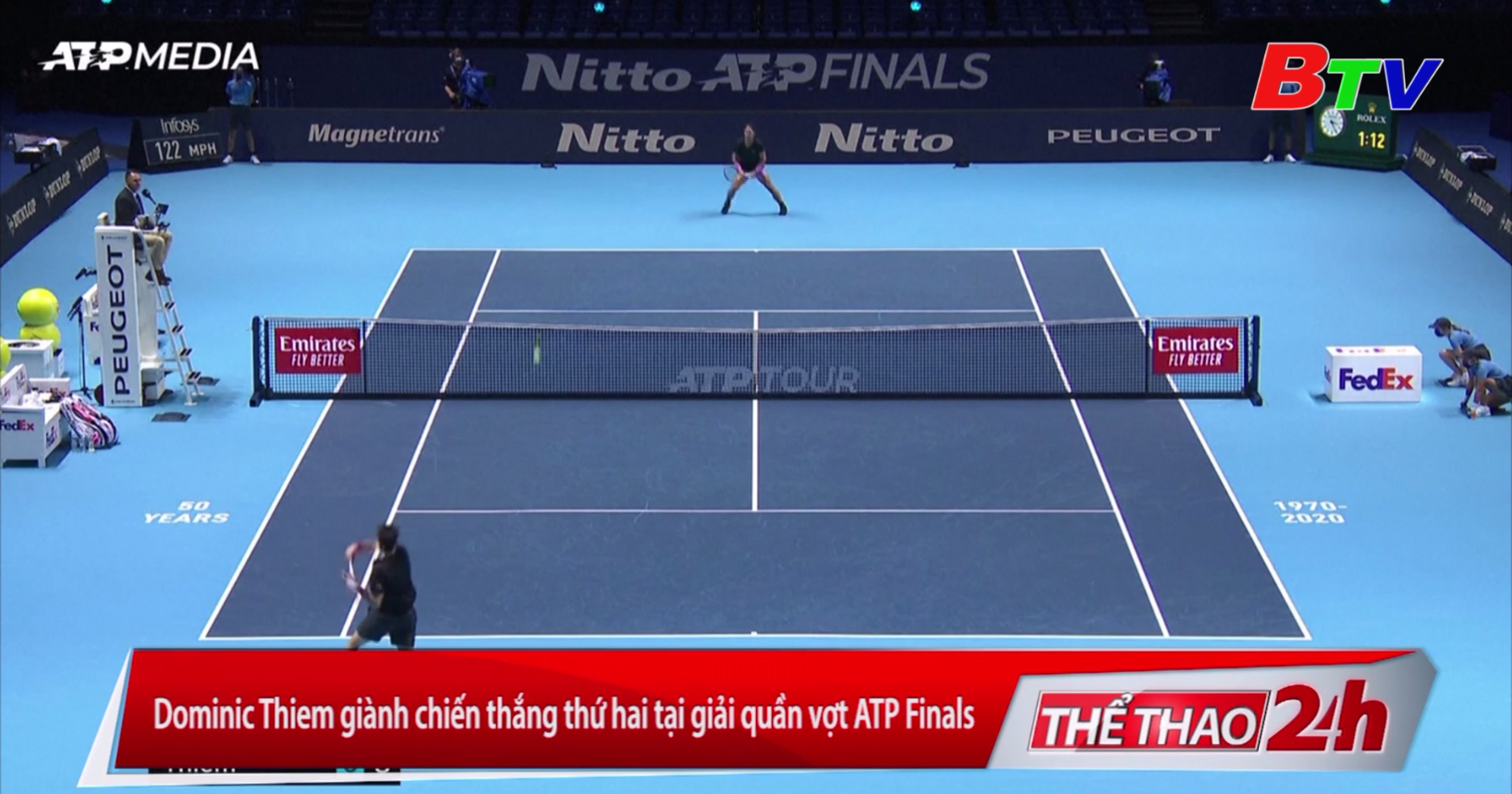 Dominic Thiem giành chiến thắng thứ 2 tại giải quần vợt ATP Finals 2020