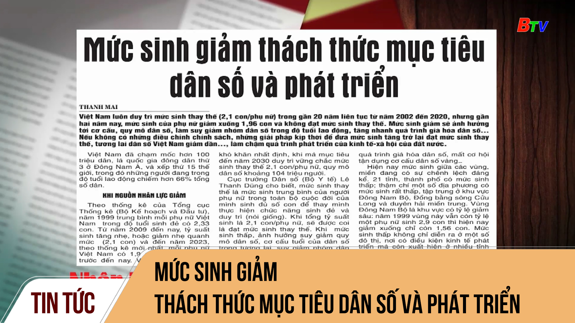 Mức sinh giảm thách thức mục tiêu dân số và phát triển