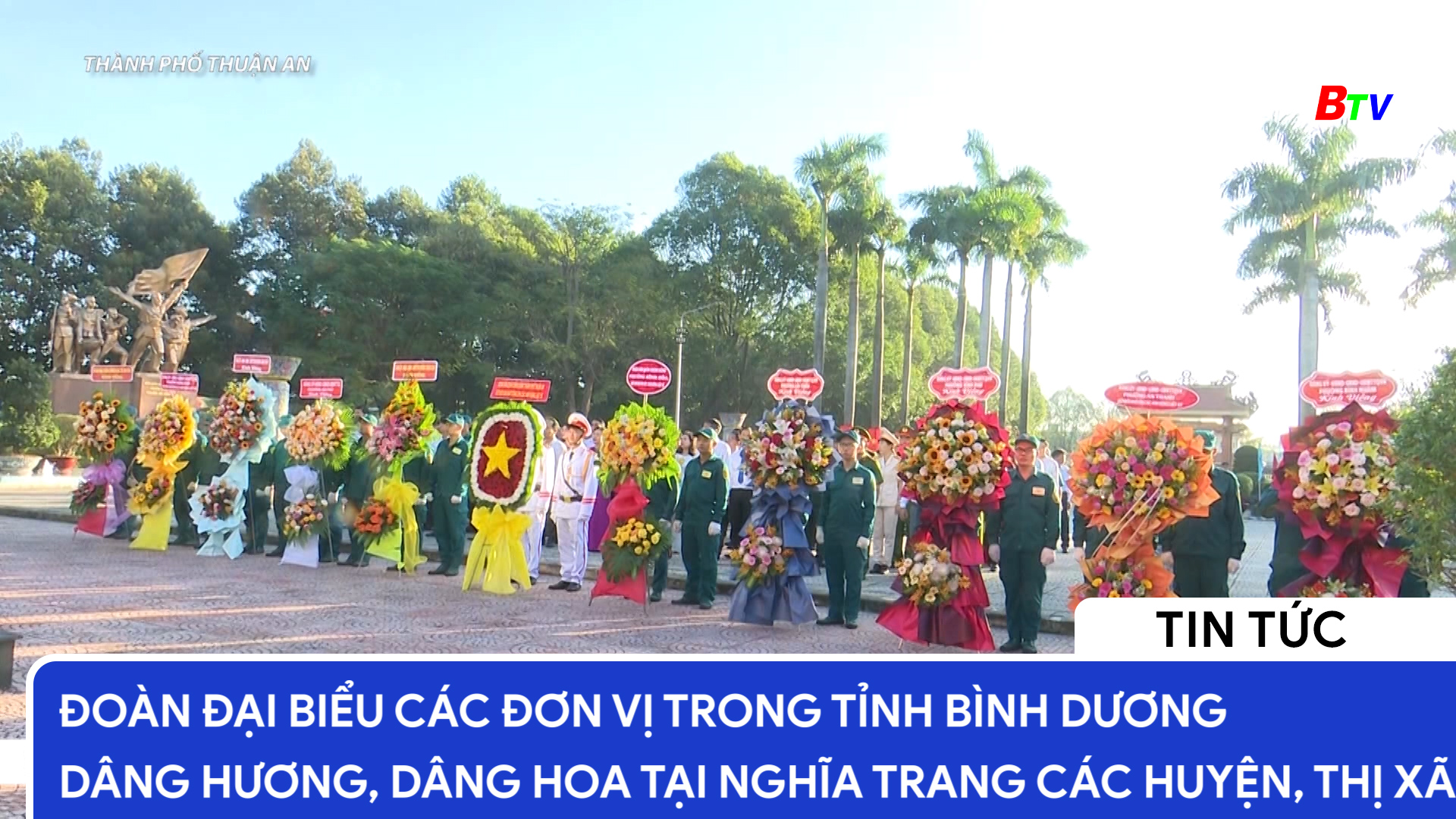 Đoàn đại biểu các đơn vị trong tỉnh Bình Dương dâng hương, dâng hoa tại nghĩa trang các huyện, thị xã