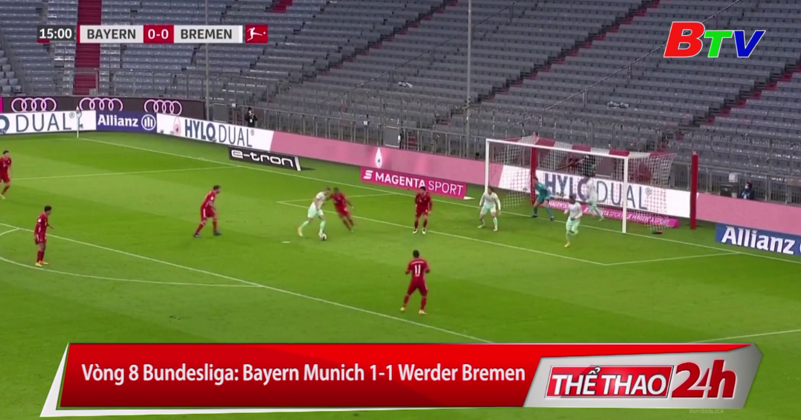 Vòng 8 Bundesliga – Bayern Munich 1-1 Werder Bremen