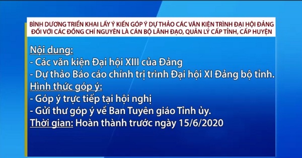 Bình Dương triển khai lấy ý kiến góp ý các văn kiện trình Đại hội Đảng