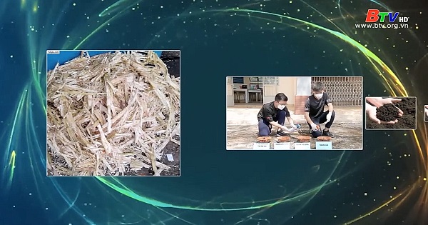 Hai học sinh Trường THPT Nguyễn Chí Thanh (Đồng Nai) biến vỏ sầu riêng, bã mía thành than hữu cơ