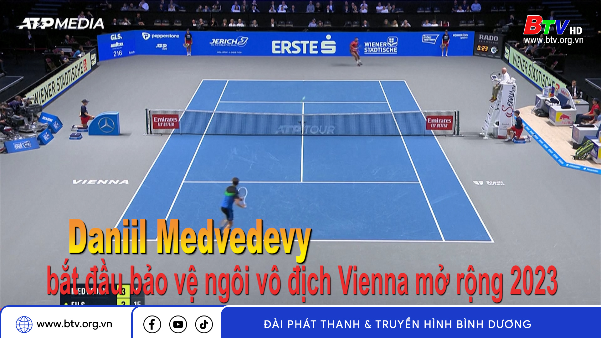 Daniil Medvedev bắt đầu bảo vệ ngôi vô địch Vienna mở rộng 2023