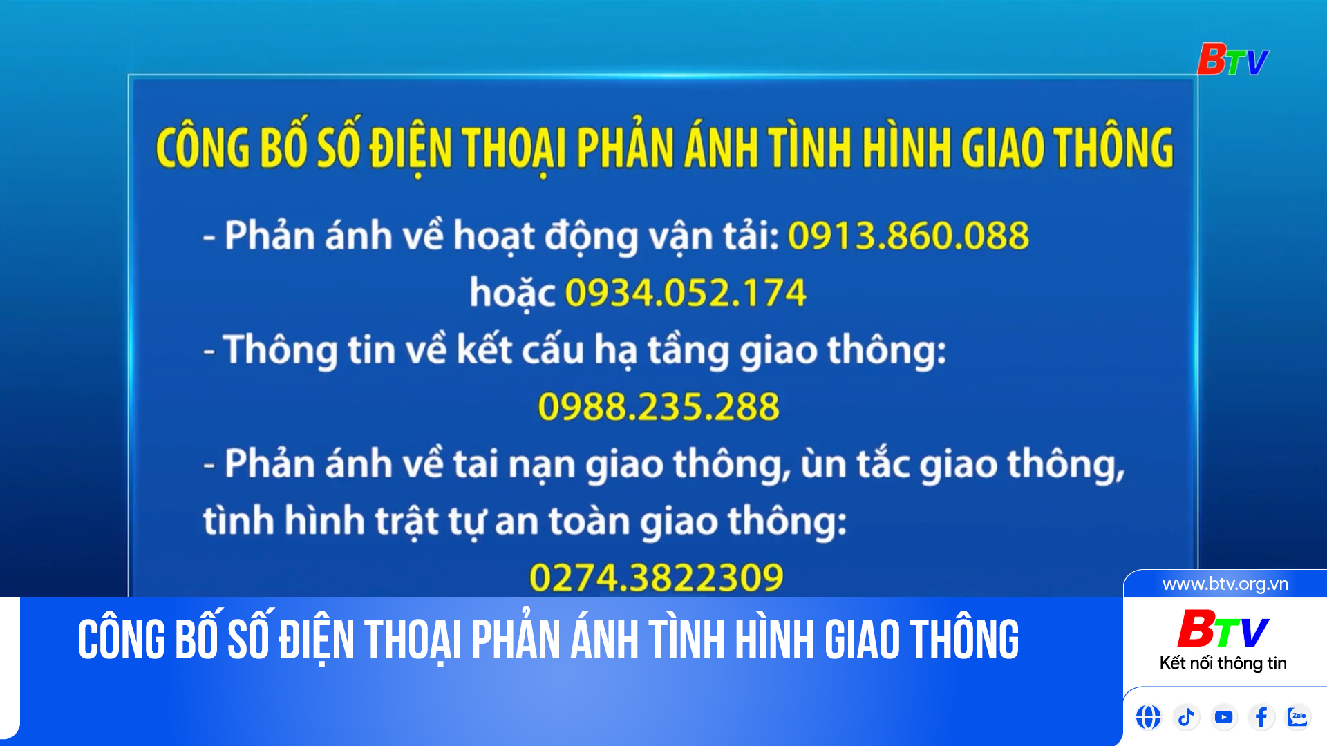 Công bố số điện thoại phản ánh tình hình giao thông