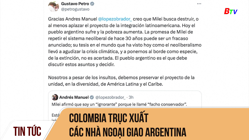 Colombia trục xuất các nhà ngoại giao Argentina