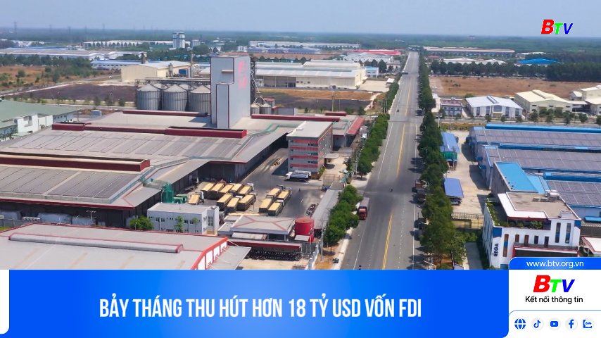 Bảy tháng thu hút hơn 18 tỷ USD vốn FDI