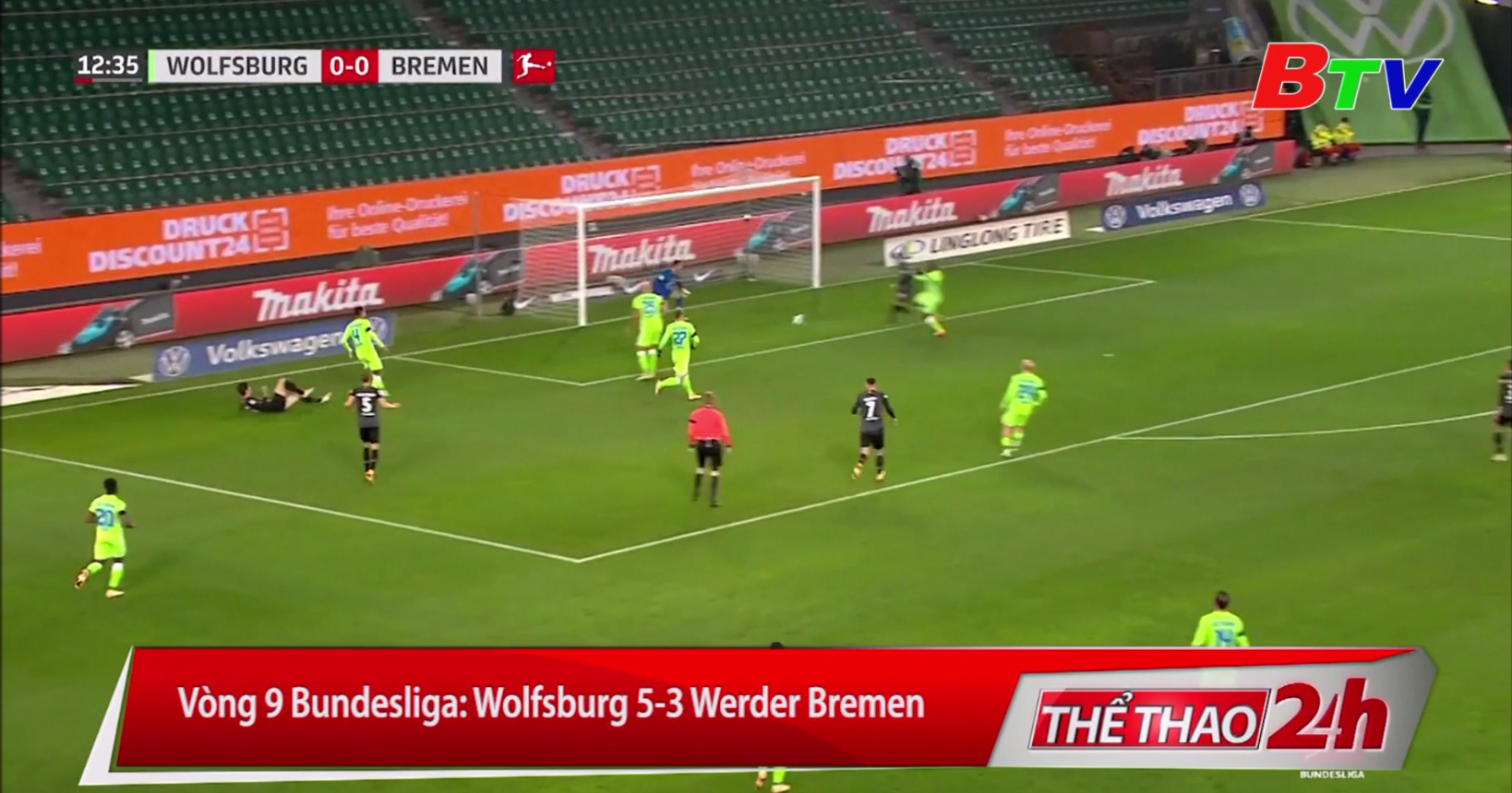 Vòng 9 Bundesliga – Wolfsburg 5-3 Werder Bremen