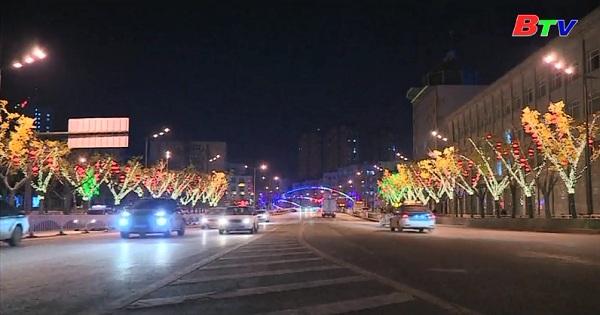 Thành phố Liêu Dương trang hoàng đèn đón năm mới