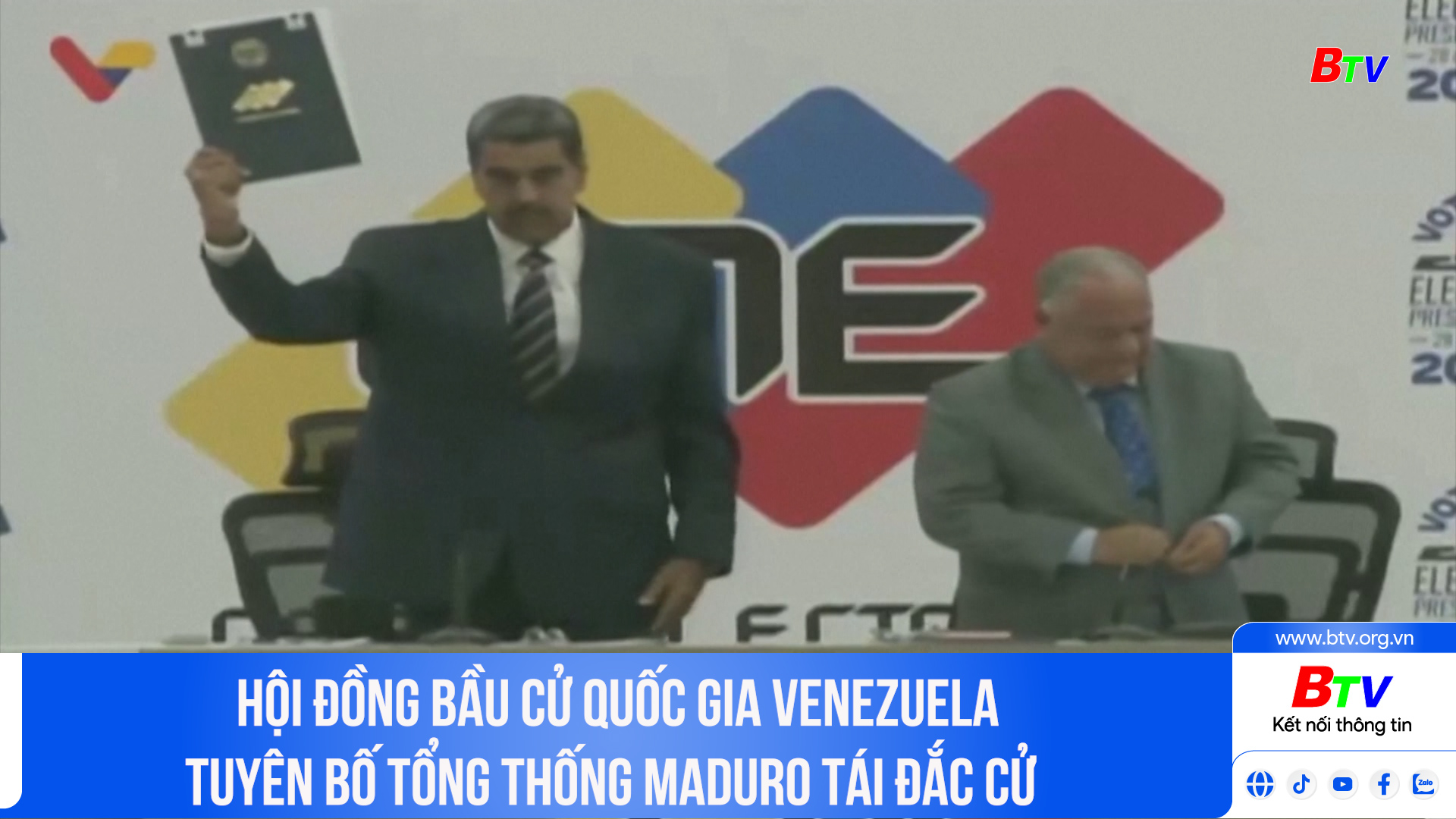 Hội đồng Bầu cử quốc gia Venezuela tuyên bố Tổng thống Maduro tái đắc cử